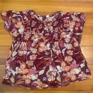 Old Navy floral cap sleeve blouse size L
